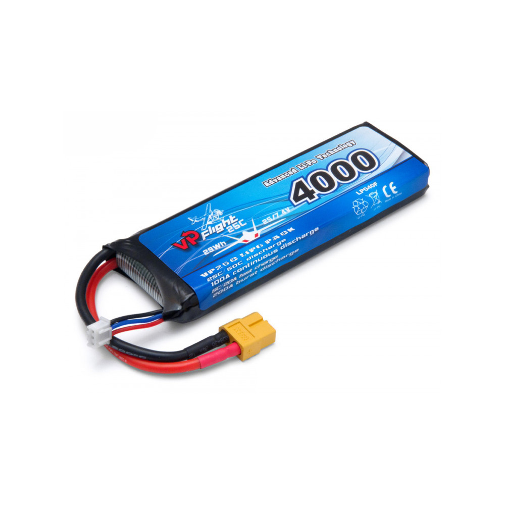 Batterie Lipo 2S 7,4V 4000mAh 25C pour Bateau RC XT60