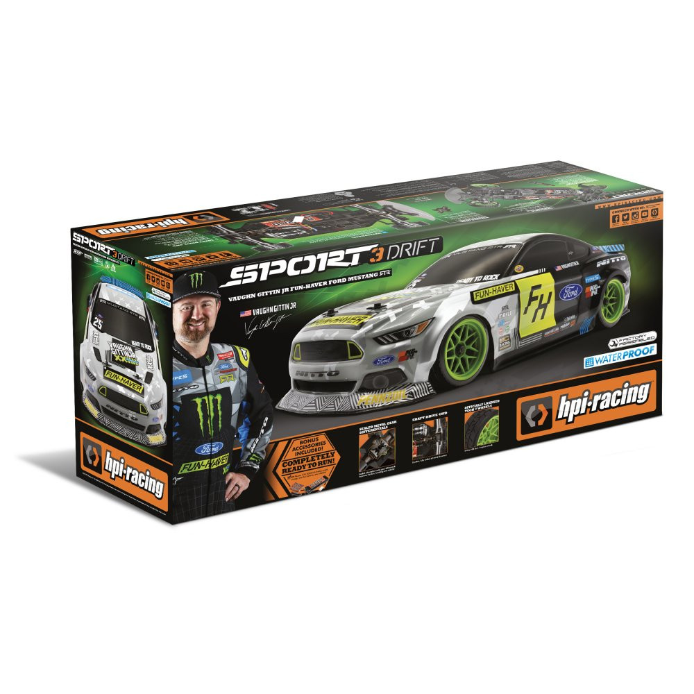 HPI Voiture RC Drift 1/10 Sport 3 Drift VGJR Fun Haver Mustang V2