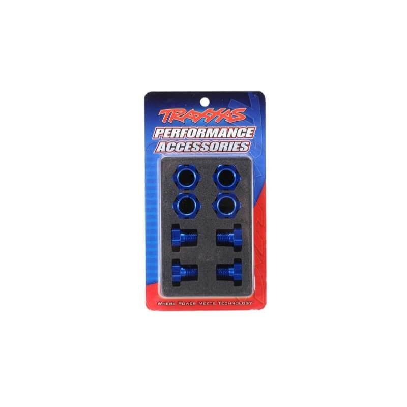 Hexagones alu 17mm bleu (x4) Traxxas 5353X