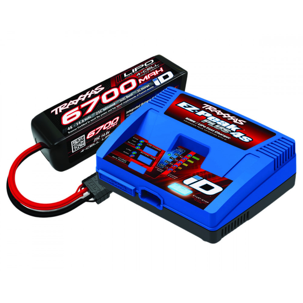 Traxxas 2998 Combo Chargeur + batterie Lipo 4S 6700mAh 2890X (WideMaxx,  Sledge)