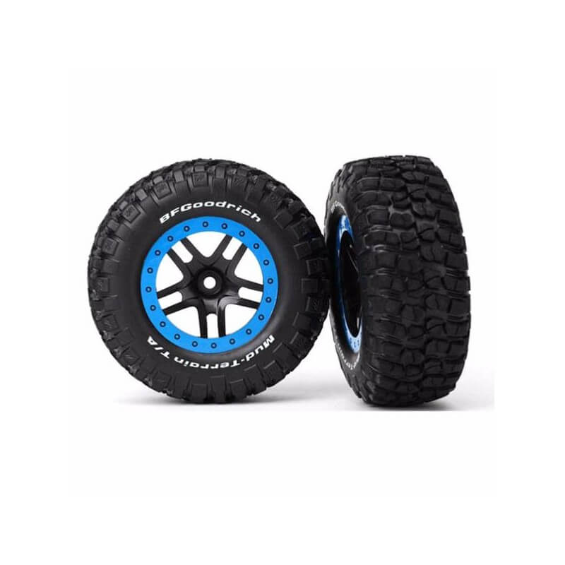 Pneus + Jantes SCT Noir / Bleu (x2) Traxxas 5883A