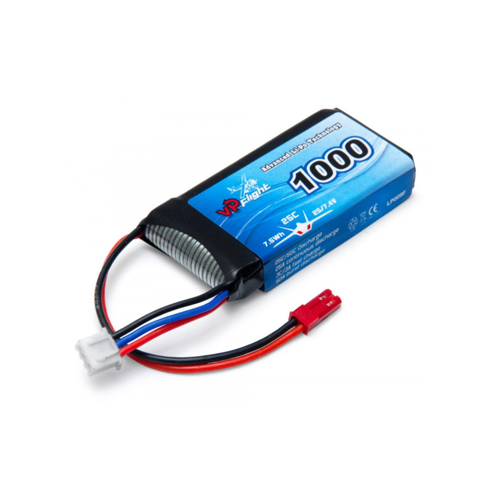Batterie Lipo 2S 7,4V 1000mAh - 25C - JST - VPLP009F