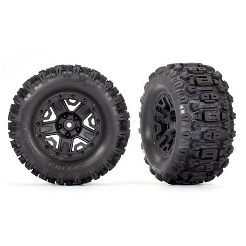 Roues montées collées noires sledgehammer X2 (2WD) - 3778