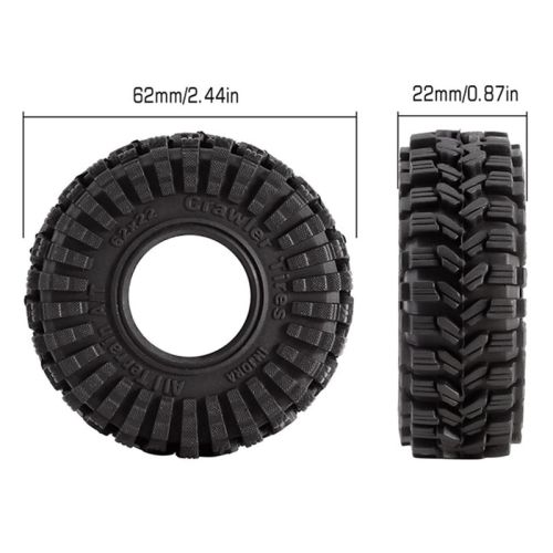 Injora King Trekka 1.0in 62x22mm S5 Super Soft Sticky All Terrain Tyres for 1/18 1/24 Crawlers (4)