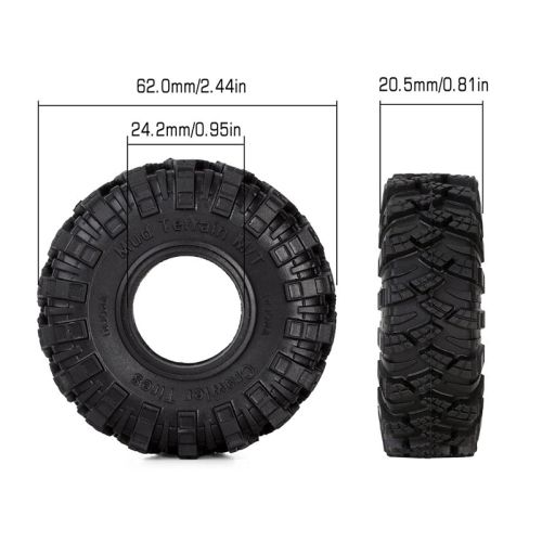Injora Kraken Claw 1.0in 62x20.5mm Soft Rubber Mud Terrain Tires for 1/18 1/24 Crawlers (4)