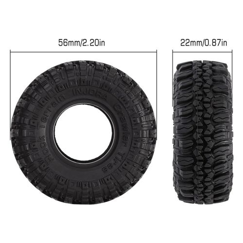 Injora 1.0in 56x22mm Super Soft Rubber Rock Terrain Tires for 1/24 RC Crawlers (4)