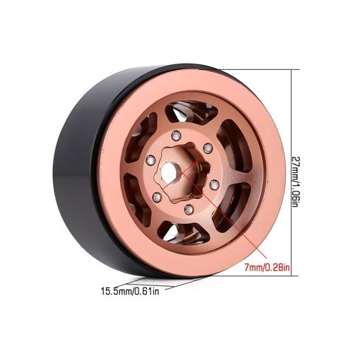 Injora 1.0in 12-Spoke Beadlock Aluminium Wheels for 1/18 1/24 Crawlers (4) (W1049) - Bronze
