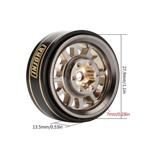 Injora 1.0 Plus 42g Each 12 Spoke Brass Beadlock Wheel Rims for 1/24 1/18 Crawler (4) Grey