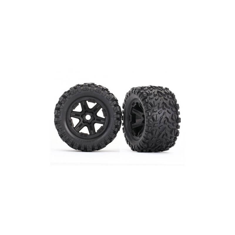 TRAXXAS roues montees collees noires talon ext 17mm (2) TRX8672