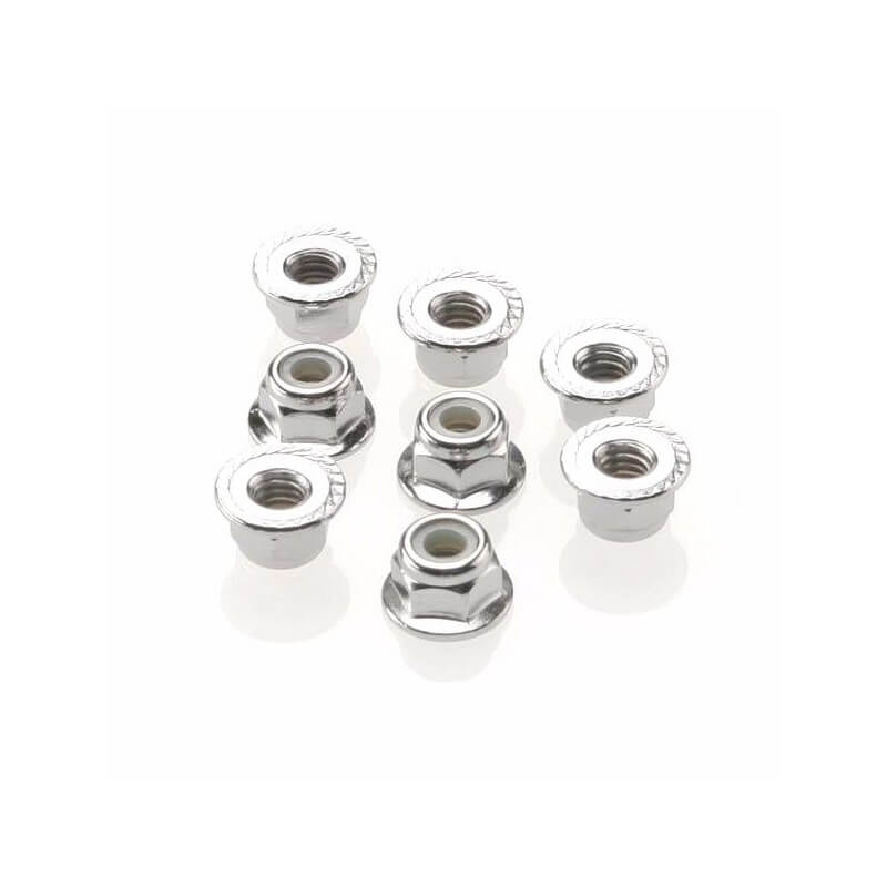 écrous nylstop acier epaules 4mm (8) - Traxxas 3647